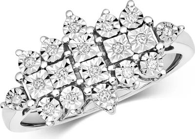 Produktbild von Funkelndes Feuer 9 Karat (375) Weißgold Cluster Damen - Diamant Ring Brillant-Schliff 0.10 Karat H - I1 I2, 50 (15.9); TRS319769KWRSK