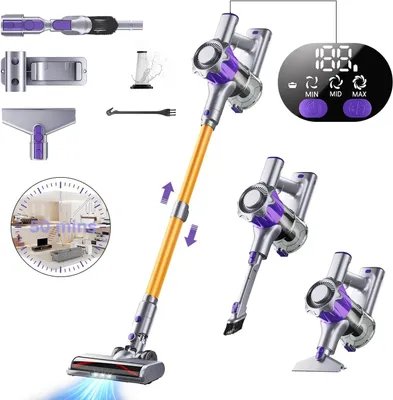 Produktbild von GOLDSTERN-TECH Akku-Hand-und Stielstaubsauger bis zu 50 Min Laufzeit, LED-Display, HEPA-Filter 450 W Leistung HEPA-Filter Filtersystem 50 min