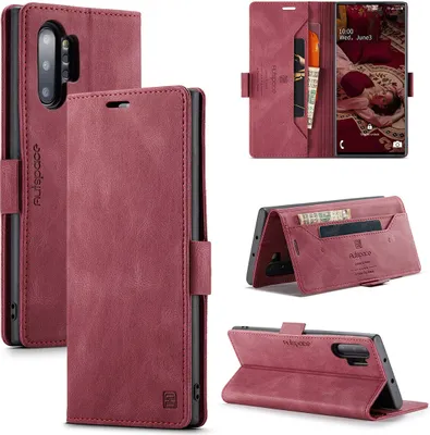 Image de Galaxy Note 10+ Plus Case, RetroPolyuréthaneLeather Case, Stand and Protective Case for Samsung Galaxy Note 10 Plus / Note 10+ red