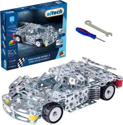 Produktbild von Famanu Metallbaukasten Rennwagen Modell - 435 Teile, Kreatives Bastelset für Kinder ab 8 Jahren