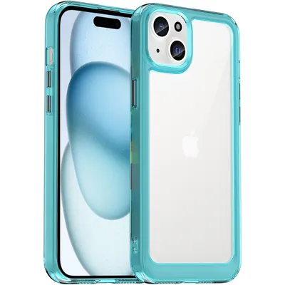 Obrázek produktu pro Pouzdro pro iPhone 15 průhledné, nárazuvzdorné TPU silikonové ochranné pouzdro nebesky modré