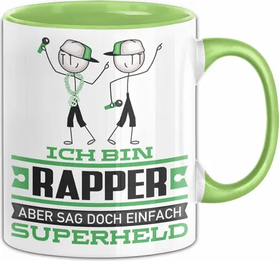 Produktbild von Rapper Geschenk Tasse Ich Bin Rapper Aber Sag Doch Einfach Superheld Lustige Geschenkdiee für Rapper Kaffee-Becher (Grün)