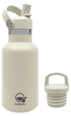 Immagine prodotto di Smikkels Bottiglia thermos in acciaio inox da 350 ml - Bottiglia per bambini - Bianco