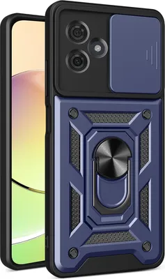 Produktbild von Hülle für Motorola Moto G54 mit Ring Ständer Halter Dia Kameraschutz TPU PC Hybrid Handyhülle Blau