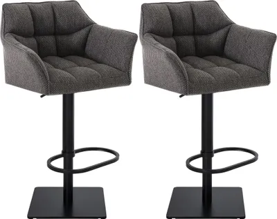 Produktbild von CLP 2er Set Barhocker Damaso Stoffbezug drehbar und höhenverstellbar bis 240 kg | Farbe titangrau Gestell Farbe schwarz