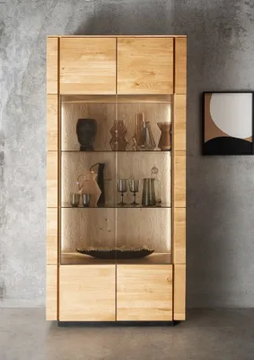 Produktbild von Vitrine 99x207cm "Savona" Wildeiche geölt