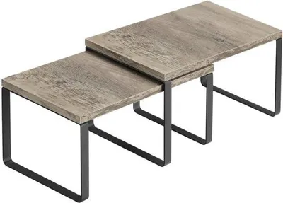 Image de Ensemble de rangement pour cuisine, 2 pièces, dépliable, empilable, structure en métal et bois, noir, 20 x 20 cm