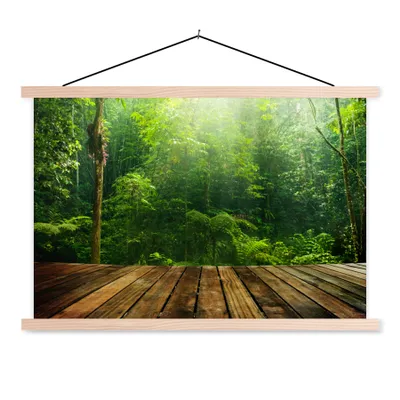 Produktbild von MuchoWow® Textilposter Boden - Holz - Dschungel - Jungen - Mädchen - Kinder - Kind 60x40 cm mit holzfarbenen Rahmen - Bilder