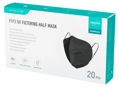 Immagine prodotto di Maschera FFP3 respiratore - 5 strati - Nero - Set da 20 pezzi