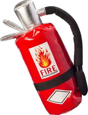 Handtasche in Feuerlöscher-Optik von Vorne mit Henkel und Reißverschluss