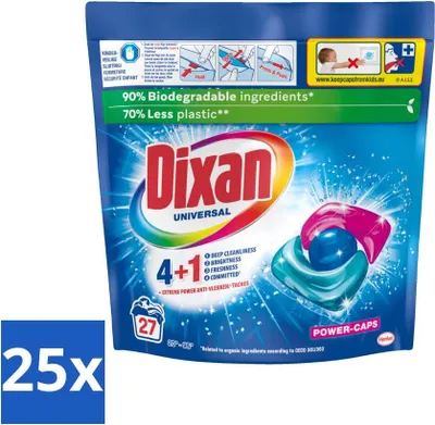 Produktbild von Dixan - Waschmittelkapseln - Universal - 27 Wäschen - Vorteilspack - 25 Stücke