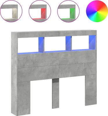 Obrázek produktu pro vidaXL LED čelo s policemi betonově šedé 120x17x102 cm