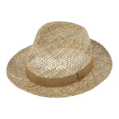Produktbild von Fiebig Strohhut Fedora aus Seegras mit einfarbigem Band Natur Gr. 61
