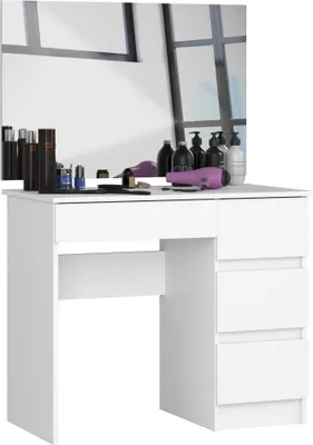 Image de Akord Coiffeuse Avec Miroir Droite Blanc 90X50X142