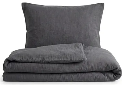 Immagine prodotto di Kvalitex biancheria da letto in mussola 140x200, 70x90cm grigio scuro