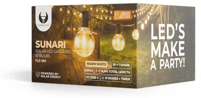 Obrázok produktu pre Solárna LED svetelná reťaz Forever Light SUNARI FLS-180, 8,5 m, 10 + 1 priehľadných LED diód, 1800 mAh + diaľkové ovládanie