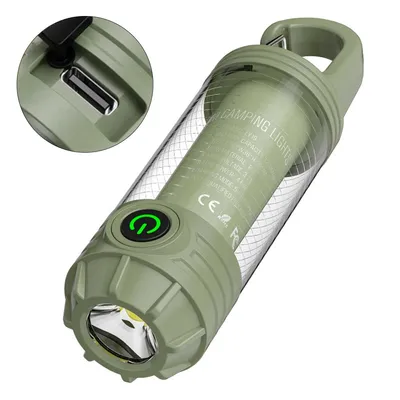 Produktbild von Outdoor LED-Laterne, tragbare Campinglampe, USB wiederaufladbar, 200 Lumen, wasserdicht, 6 Modi, perfekt für Camping, Trekking, Stromausfall