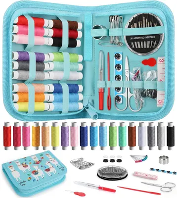 Produktbild von Mini Nähset, komplett mit Nadeln, Faden, Schere, Fingerhut, Maßband, Knöpfen, für Anfänger