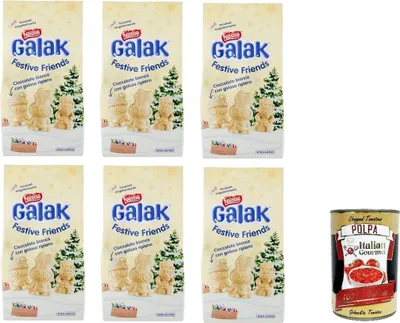 Produktbild von 6x NESTLÉ GALAK Festive Friends weiße Schokoladen- und Müslifiguren, Beutel 147 g+Italian gourmet polpa 400g