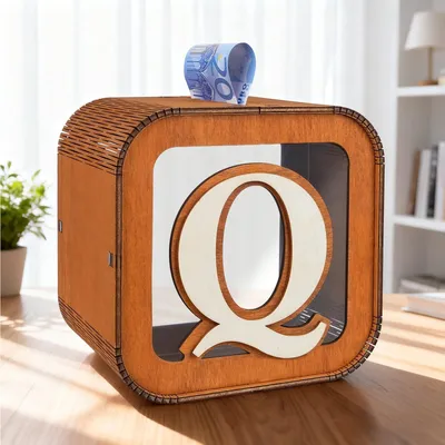 Produktbild von Personalisierte Spardose für Kinder, Spardose aus Holz mit dem Alphabet A-Z, kreative große dekorative Spardose als Geschenk für Jungen, Mädchen, Erwachsene, zum Geburtstag.