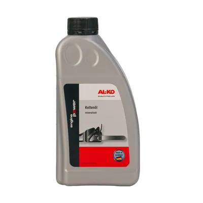 A bottle of AL-KO chain oil.