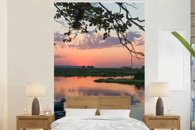 Produktbild von MuchoWow® Fototapete für Wohnzimmer oder Schlafzimmer Wandtapete Vinyl Motivtapete Blick vom Fluss im Pantanal in Brasilien - 155x240 cm - Tapete