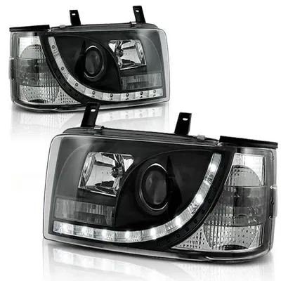 Productafbeelding van LED-koplampen met dagrijverlichting, geschikt voor VW T4 bus, bouwjaar 1990-2003, zwart