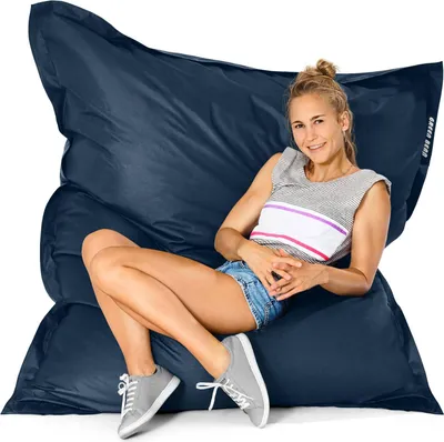 Produktbild von Green Bean® Indoor Sitzsack "Square" 120x160cm mit 270 Liter EPS Perlen Füllung - für Kinder & Erwachsene - Dunkelblau