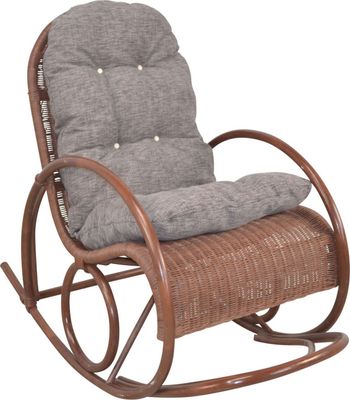 Schaukelstuhl Rattan mit Kissenauflage Braun/Braun