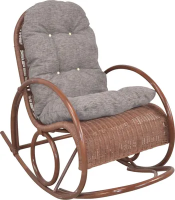 Produktbild von Schaukelstuhl Rattan mit Kissenauflage Braun/Braun