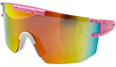 Produktbild von Uni Sonnenbrille 80er Fahrradbrille Sport Brille Retro verspiegelt Rosa/Weiss-Rot/Blau