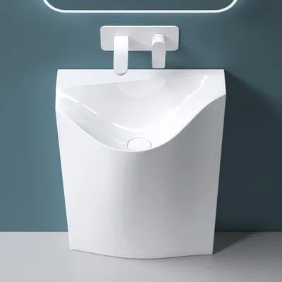 Produktbild von Mai & Mai Design Standwaschbecken freistehend weiß, aus Mineralguss, Waschtisch BTH: 55x34x83cm Col37