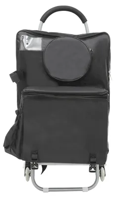 Produktbild von Rollstuhl mit Transportwagen - Klappbarer Sitzwagen - Stahlrahmen mit Oxford-Gewebe - Für Malerei, Einkäufe und Reisen - Sitz 34,5×31×40 cm - Tragbar