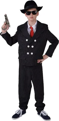 Produktbild von M205004-152 schwarz Kinder Junge Gangster-Mafia-Ganoven Kostüm Gr.152