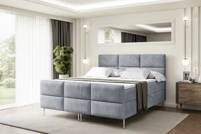 Produktbild von ALTDECOR Boxspringbett mit Silber Füßen, Matratze und Lattenrost, Topper, Fußteil, Polsterbett mit Bettkasten, Bett mit Stauraum H4-Matratze, Doppelbett - OHIO-FS-Z - 140x200 - Grau Casablanca