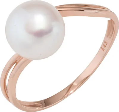 Produktbild von Ring Damenring mit Süßwasser-Zuchtperle weiß 585 Gold Rotgold Perlenring Innenumfang 52mm  Ø16.6mm