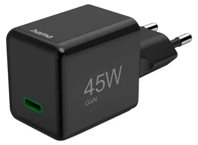 Immagine prodotto di Hama Schnellladegerät, USB-C, PD/QC/GaN, Super-Mini-Charger, 45 W, Schwarz (00201987)