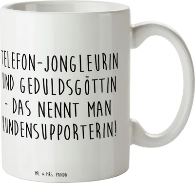 Produktbild von Mr. & Mrs. Panda Teebecher Spruch Meisterin Kundensupport - Weiß - Geschenk, Kaffeebecher, Tasse, Kaffeetasse, Becher, Geduld, Geschenke für Berufstätige, Kundenberatung