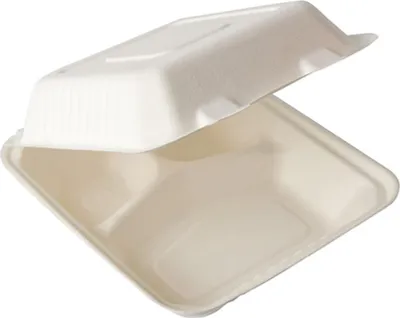 Produktbild von 50 Menüboxen, Zuckerrohr "pure" 3-geteilt 7,7 cm x 20 cm x 22 cm weiss