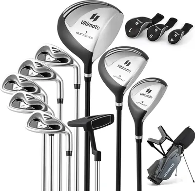 Produktbild von GOPLUS Herren Golfschläger-Set, Golf Komplett-Set, Golf Schlägersätzer, inkl. 1 Driver, 3 Fairway, 5 Hybrid & 1 Standtasche, Grau