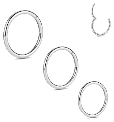 Image de Lot de 3 anneaux nasaux en titane pour piercings