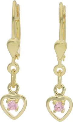 Produktbild von Kinderohrhänger Herz 925 Silber vergoldet JL20-06-1316 rosa Zirkonia