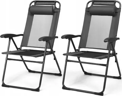 Image de Chaise de jardin COSTWAY OP70270GR-2, 2 pièces, pliable, avec dossier réglable, noir, 77 x 59 x 44 cm - A