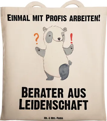 Produktbild von Mr. & Mrs. Panda Tote Bag Berater Leidenschaft - Transparent - Geschenk, Beruf, canvas tasche, Finanzberater, Witzig, Jutebeutel, IT Beratung, Einkaufstasche, Lustig
