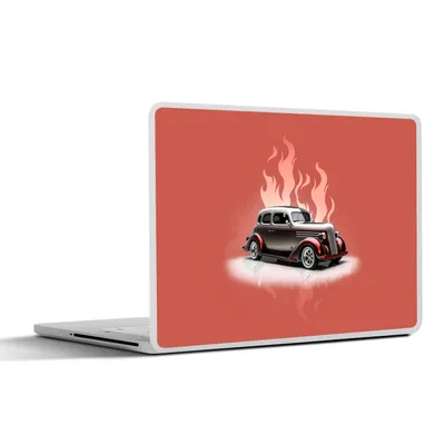 Produktbild von MuchoWow® Laptop Aufkleber Sticker Cover Auto - Rosa - Vintage - Flammen 40x30 cm - Laptop Dekoration - Selbstklebend