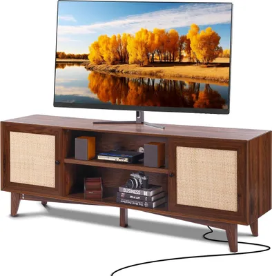 Obrázek produktu pro Ratanový televizní stolek 191cm TV Boho TV skříňka TV skříňka ořech