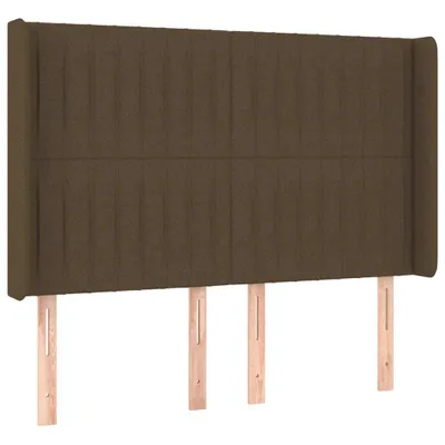 Obrázok produktu pre vidaXL Čelo postele s ušami tmavohnedé 147x16x118/128 cm Látka