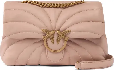 Produktbild von PINKO Leder Umhängetasche Schultertasche Love Puff Classic CL Sheep Nappa Quilt Cipria - Antique Gold lachsfarben