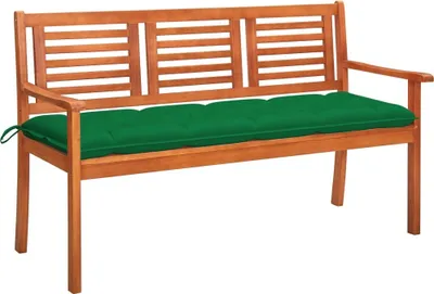 Obrázok produktu pre 3-miestna záhradná lavica s vankúšom 150 cm eukalyptový masív