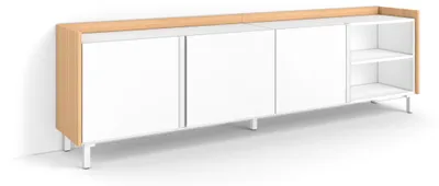 Produktbild von TV-Möbel Holzeffekt weiß und eiche 207x35x61cm mit Beinen